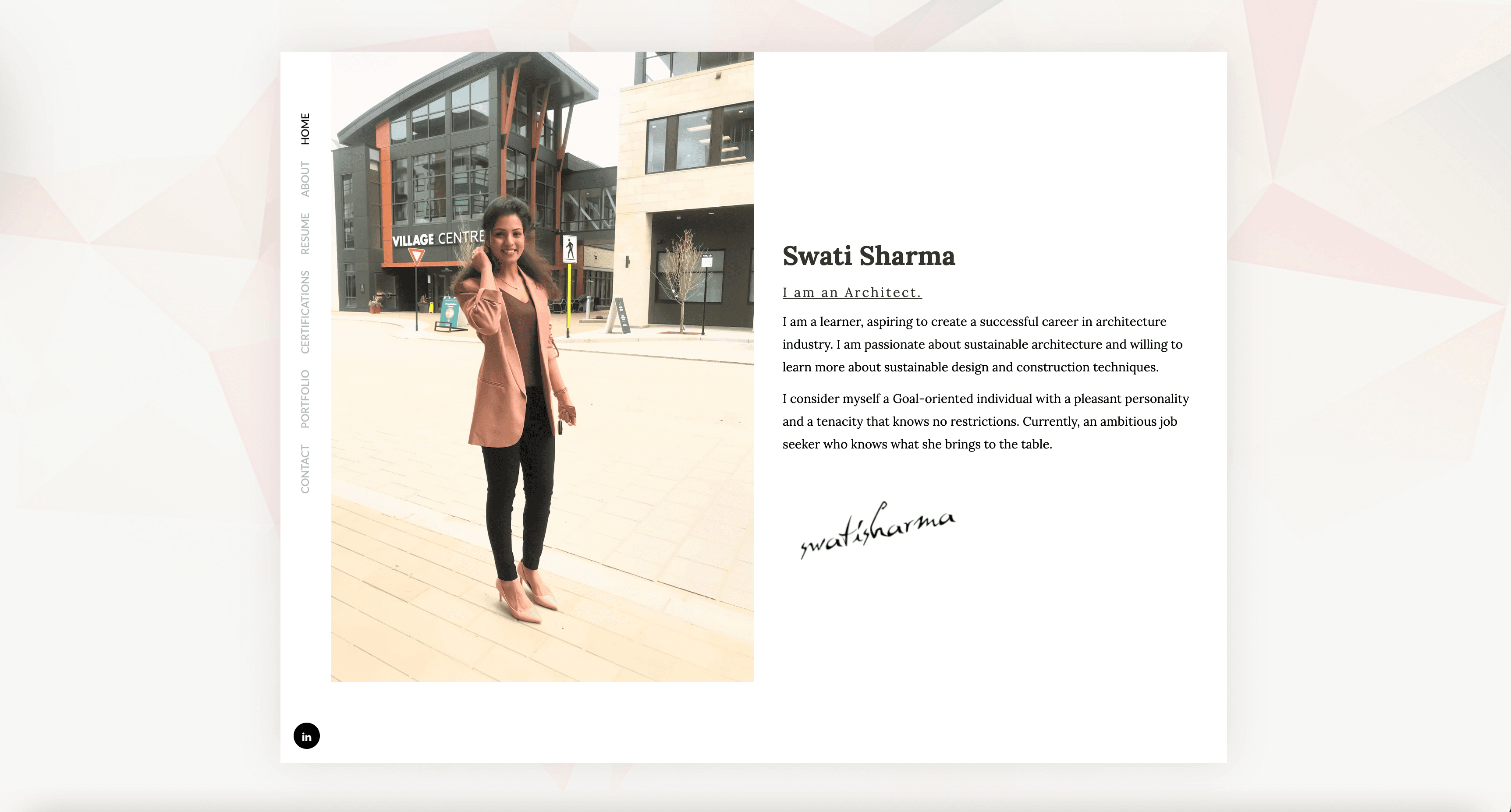 Swati Portfolio screenshot